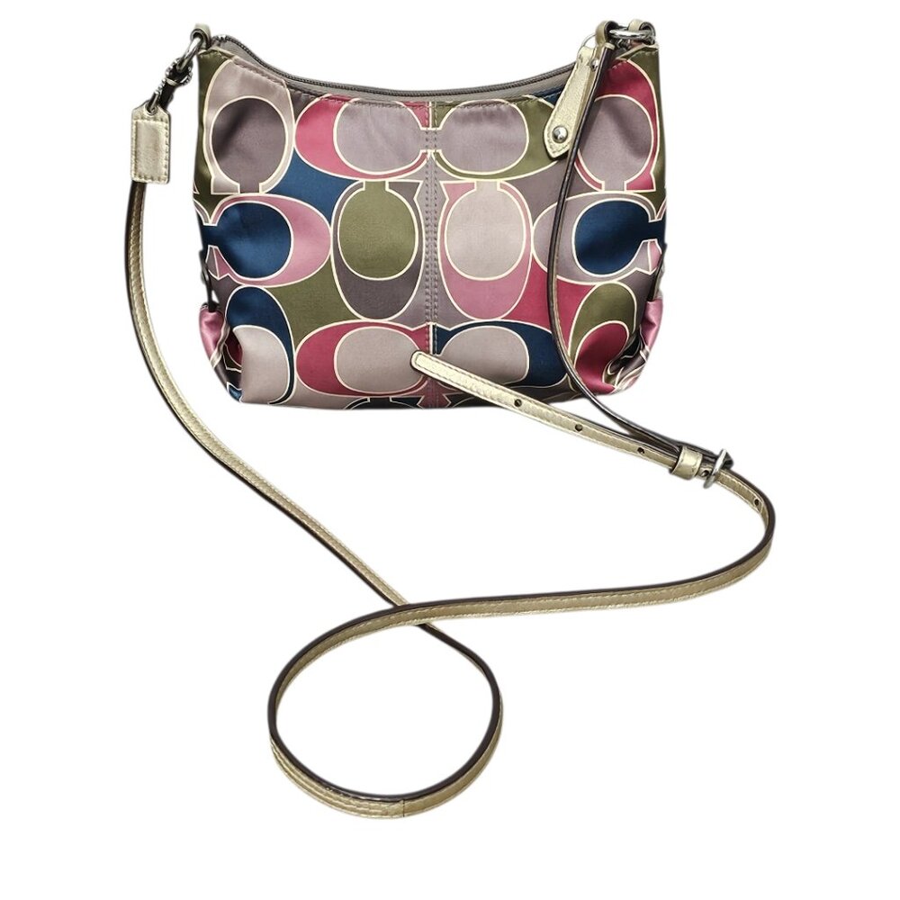 Coach Ashley Scarf Print Y2K Sateen Leather Trim Crossbody Shoulder Bag COA - Picture 7 of 15